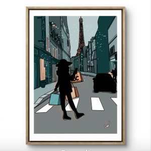 Illustration digitale - Shopping in Paris - 21x29,7cm